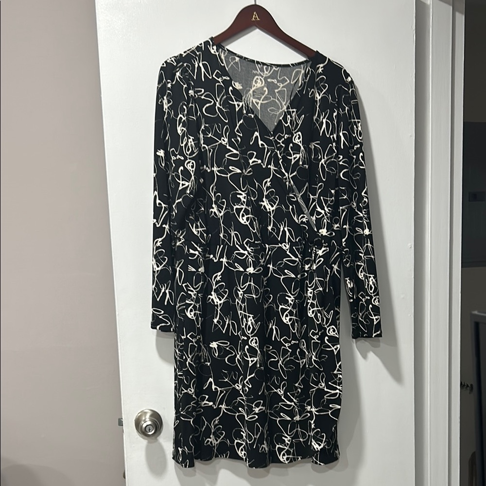 Black and White Patterned Women's Dress